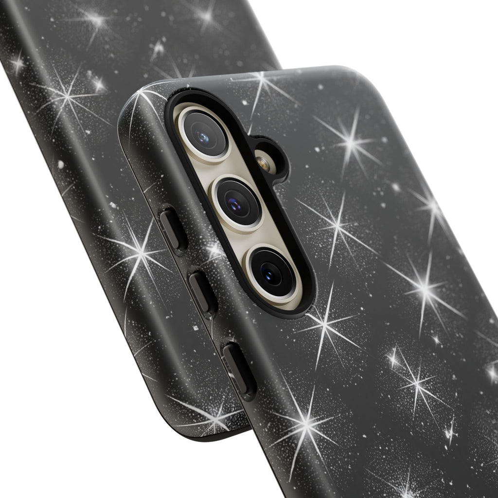 Galaxy Sparkle Tough Phone Case — Black Starfield Protective Cover