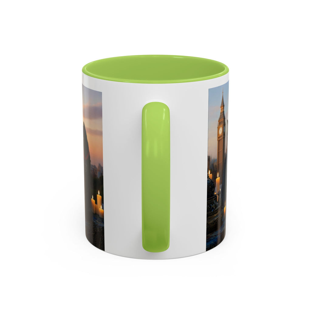 Black Cat Altar Coffee Mug — Gothic Cat with Pentagram, Candlelit Sunset Scene (11/15oz)