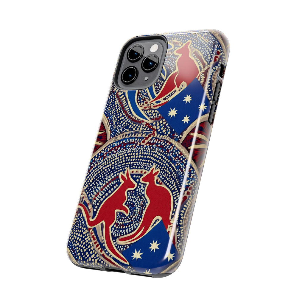 Australian Aboriginal Style Kangaroo Tough Phone Case — Patriotic Dot Art Phone Cover