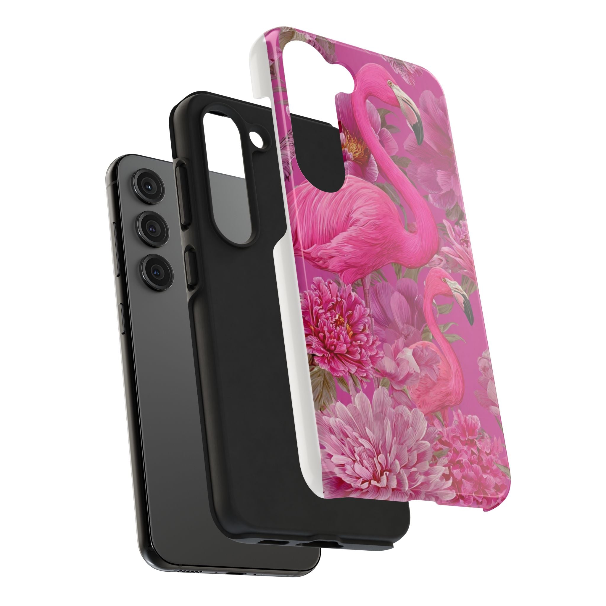 Pink Flamingo Floral Tough Phone Case — Protective iPhone Cover