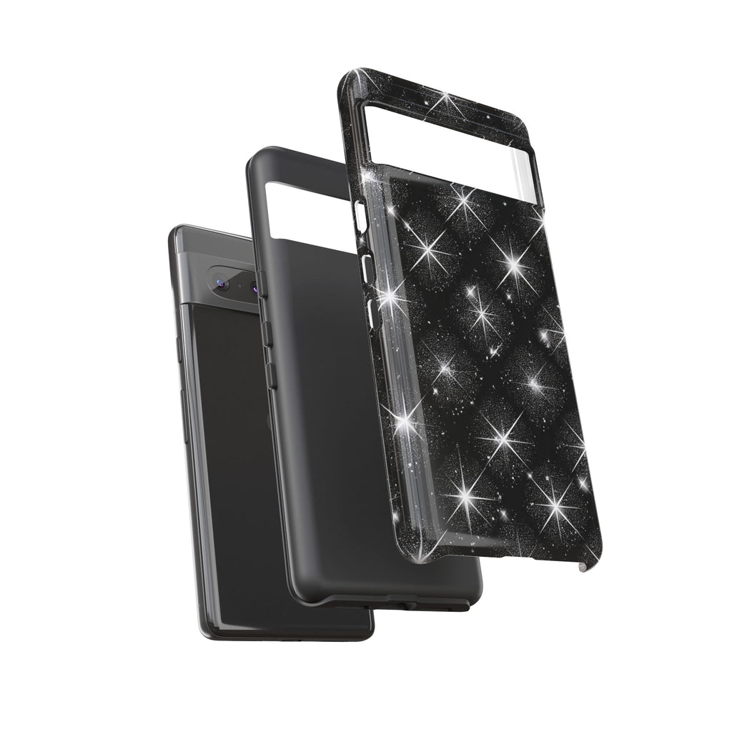 Galaxy Sparkle Tough Phone Case — Black Starfield Protective Cover