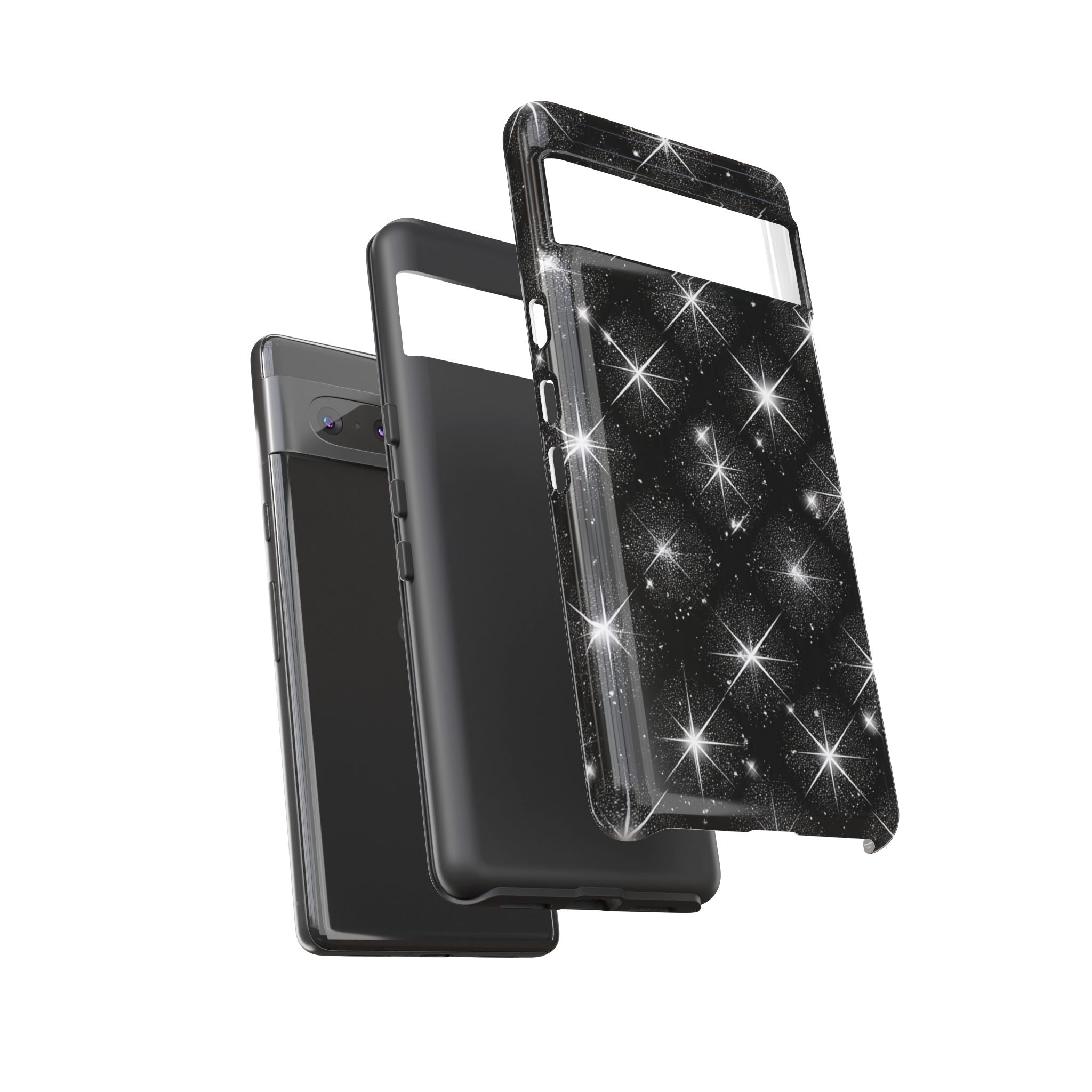 Galaxy Sparkle Tough Phone Case — Black Starfield Protective Cover