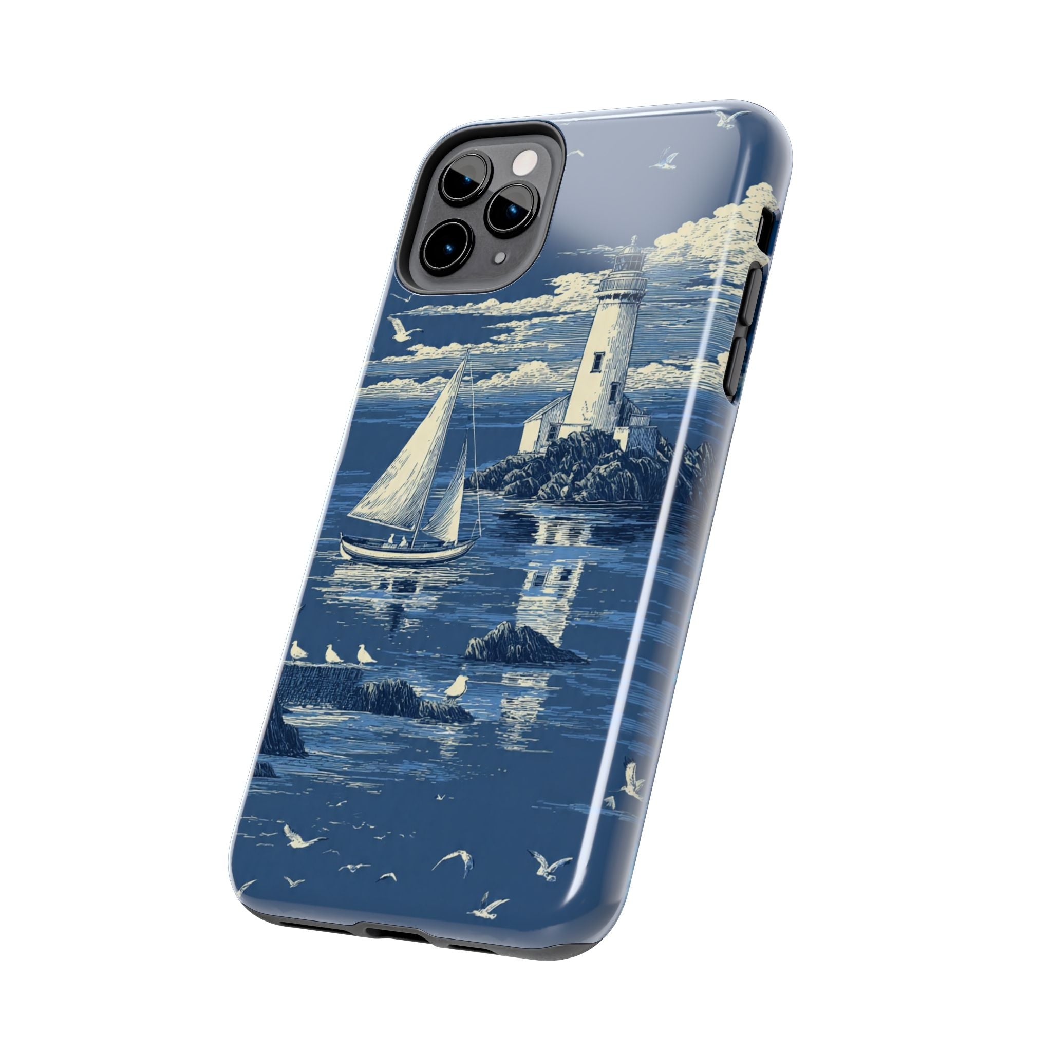 Swan Lake Tough Phone Case — Blue Vintage Swan Design, Durable Protective Cover