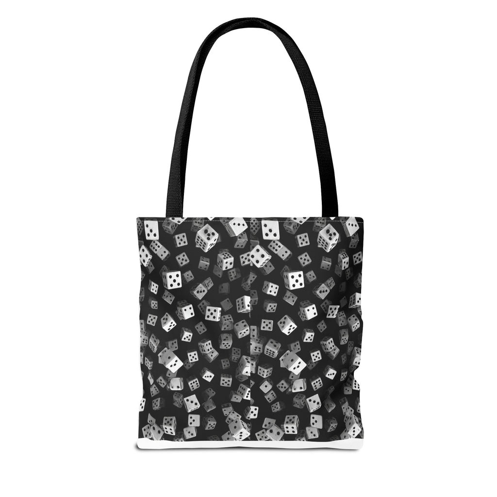 Dice Pattern Tote Bag — Black & White Gaming Dice All-Over Print