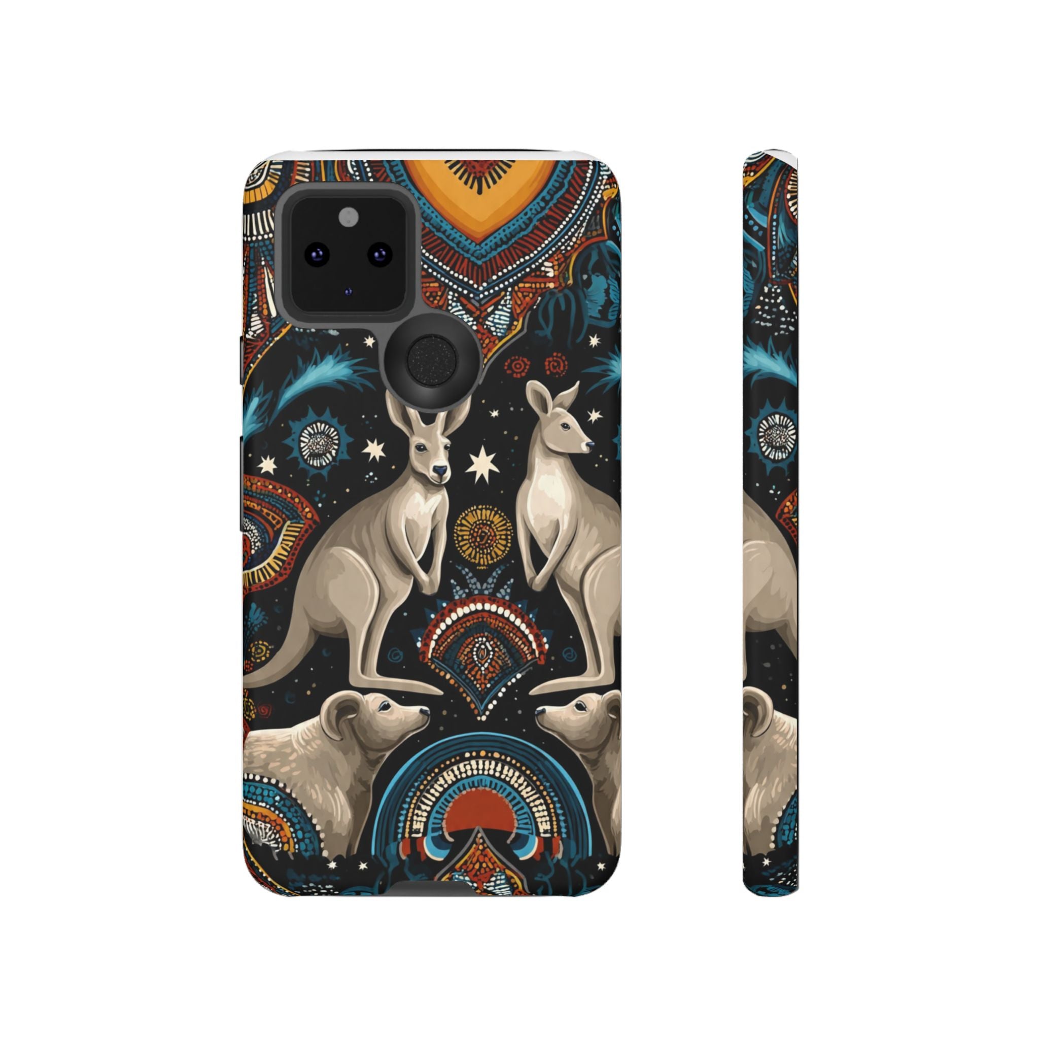 Kangaroo & Boomerang Tough Phone Case — Australian Wildlife Pattern