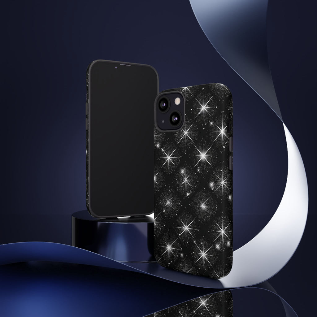 Galaxy Sparkle Tough Phone Case — Black Starfield Protective Cover