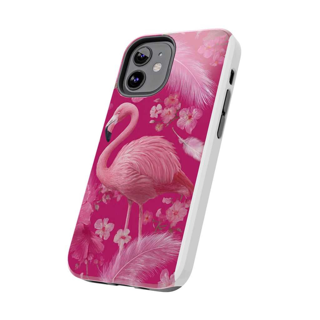 Flamingo Floral Tough Phone Case — Pink Tropical Feather Design