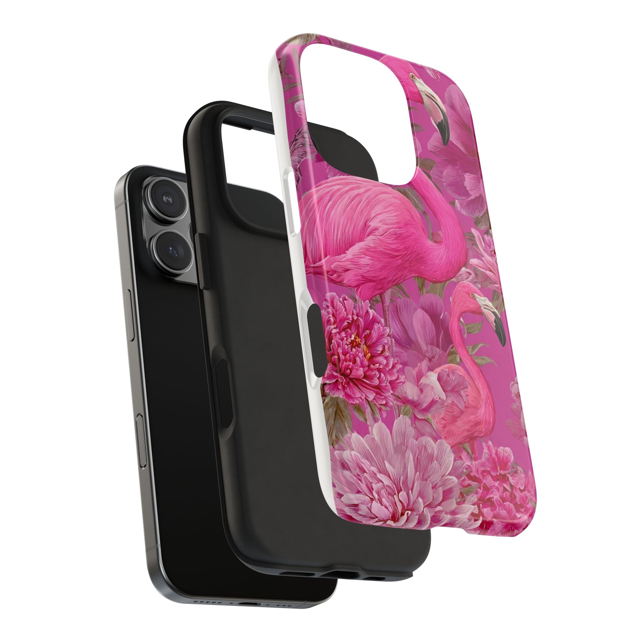 Pink Flamingo Floral Tough Phone Case — Protective iPhone Cover
