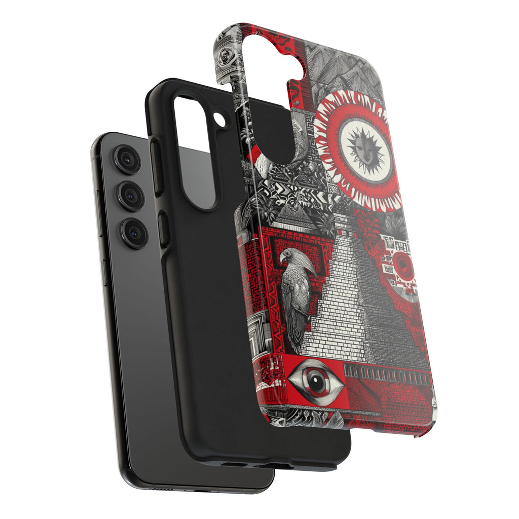 Tough Phone Case — Red Inca Pyramid Collage (Sun & Raven)