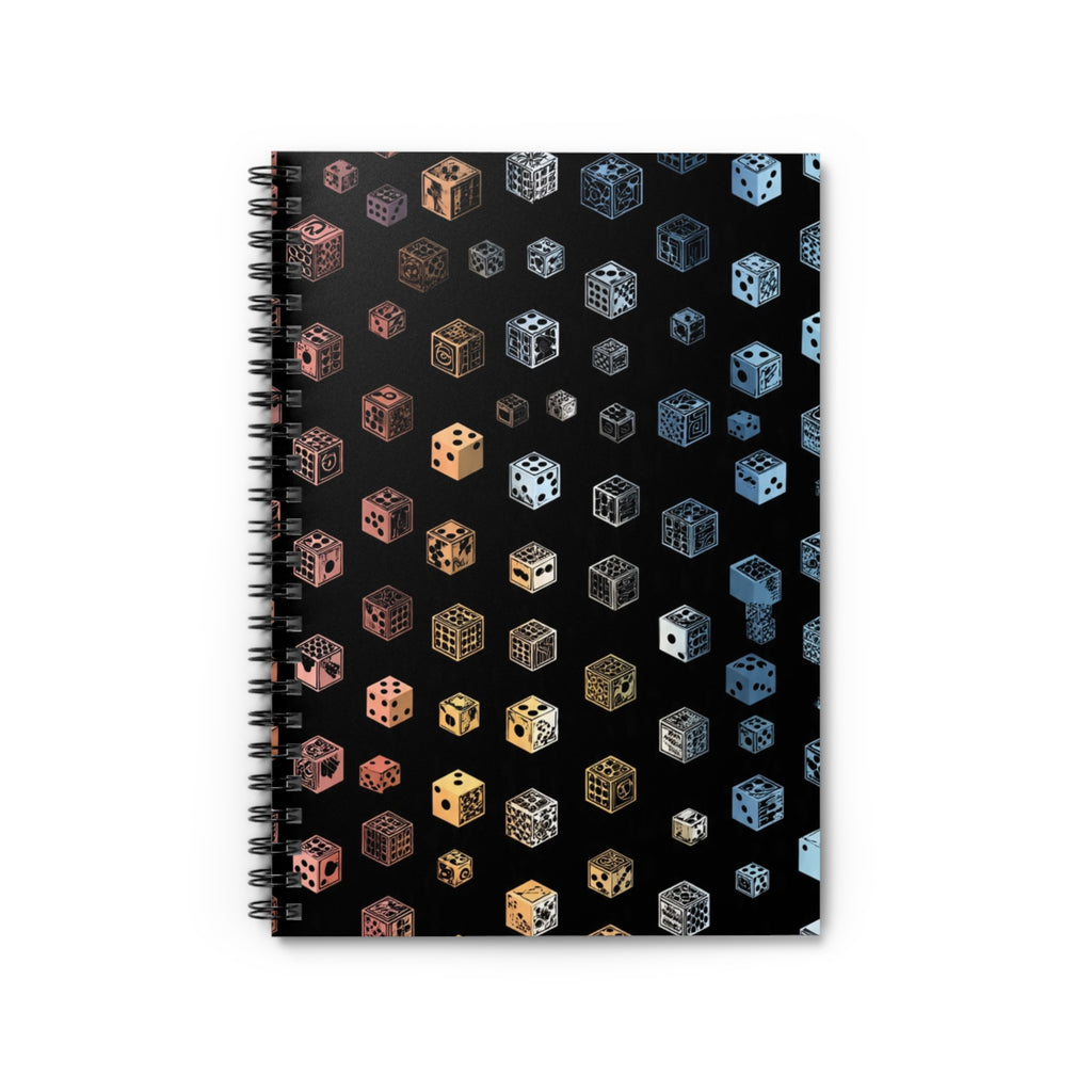 Galaxy Dice Pattern Spiral Notebook — Ruled Line Journal for Gamers & Creatives