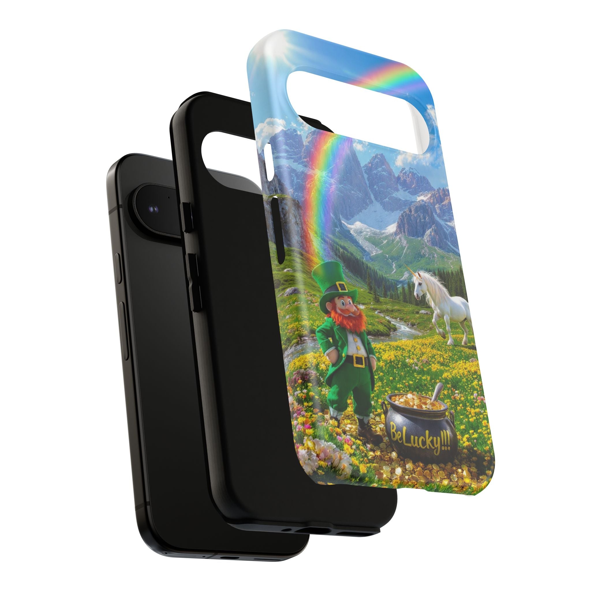 Lucky Leprechaun & Unicorn Phone Case — Rainbow Pot of Gold Protective Cover