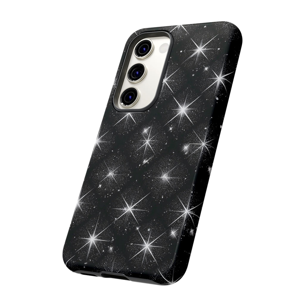 Galaxy Sparkle Tough Phone Case — Black Starfield Protective Cover