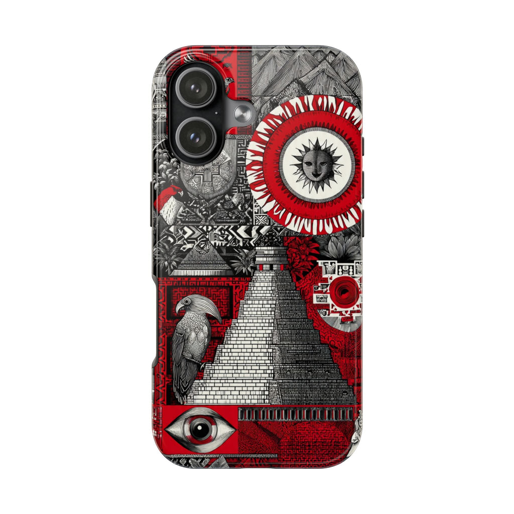 Tough Phone Case — Red Inca Pyramid Collage (Sun & Raven)