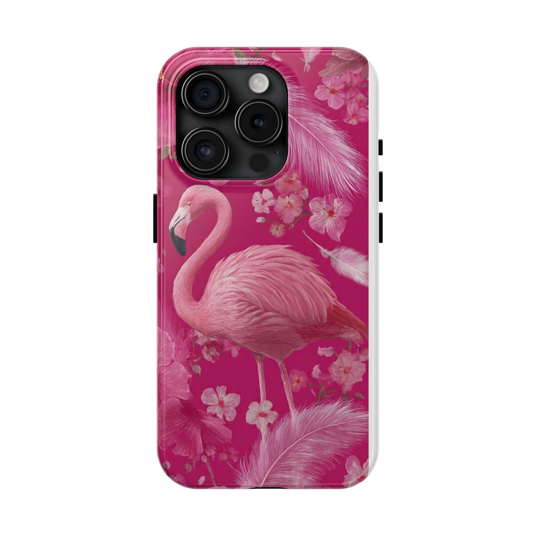 Flamingo Floral Tough Phone Case — Pink Tropical Feather Design