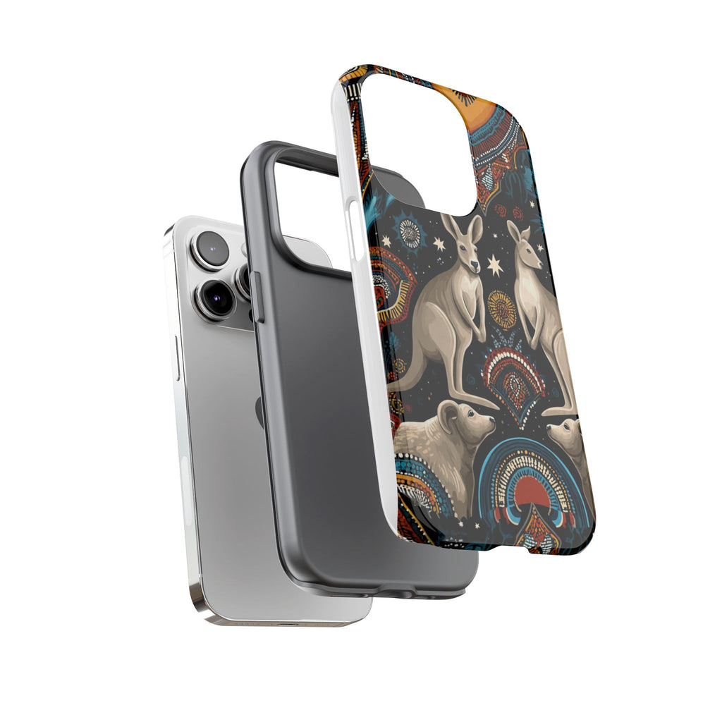 Kangaroo & Boomerang Tough Phone Case — Australian Wildlife Pattern