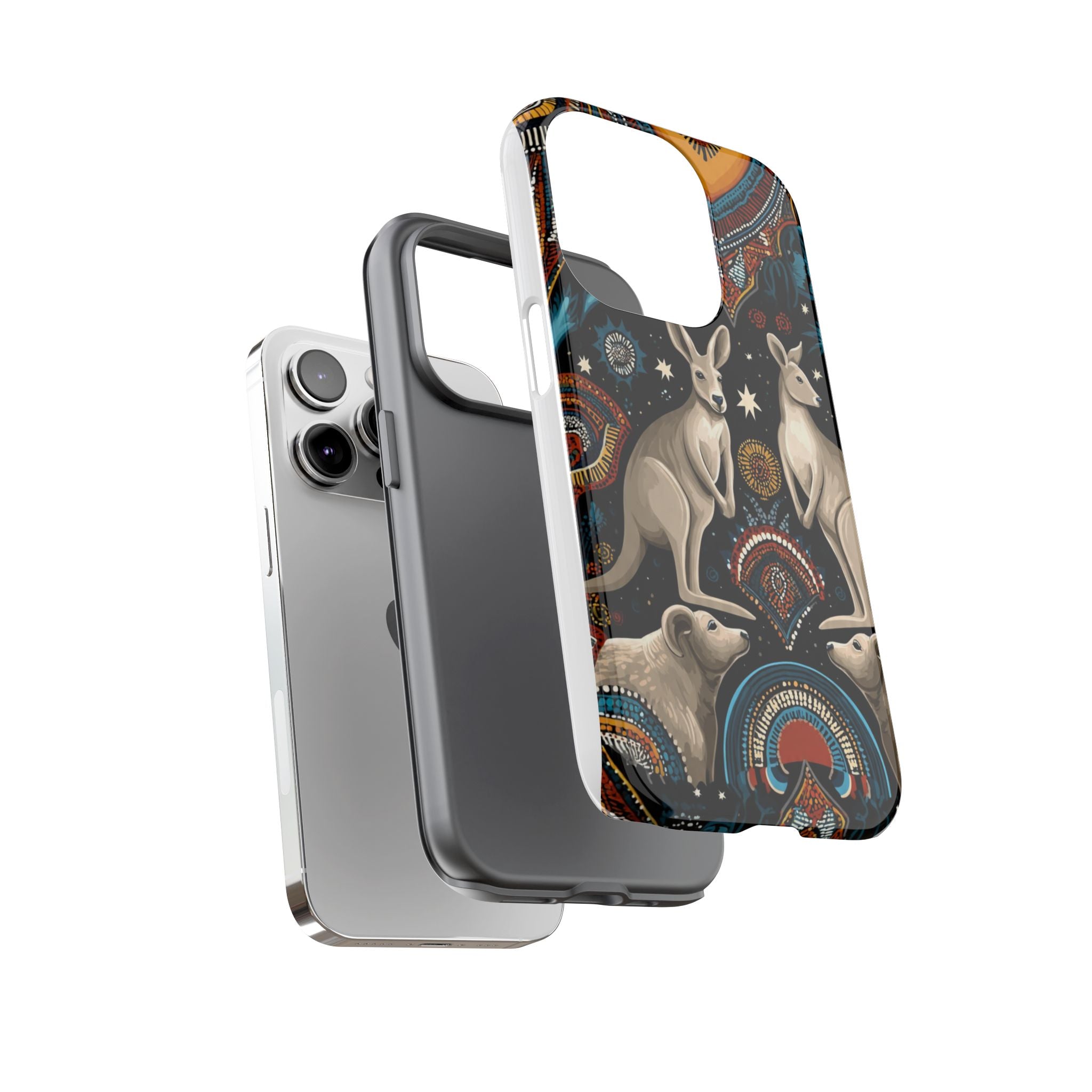 Kangaroo & Boomerang Tough Phone Case — Australian Wildlife Pattern