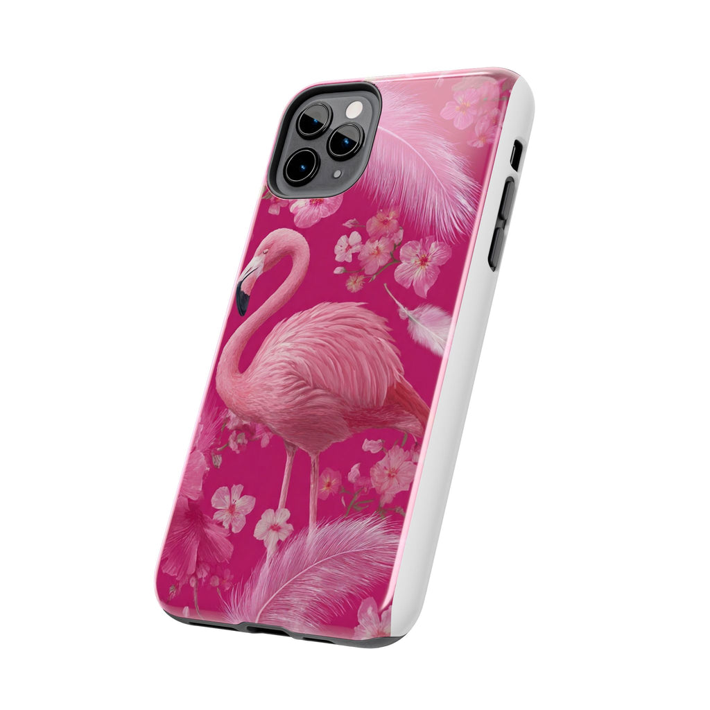 Flamingo Floral Tough Phone Case — Pink Tropical Feather Design