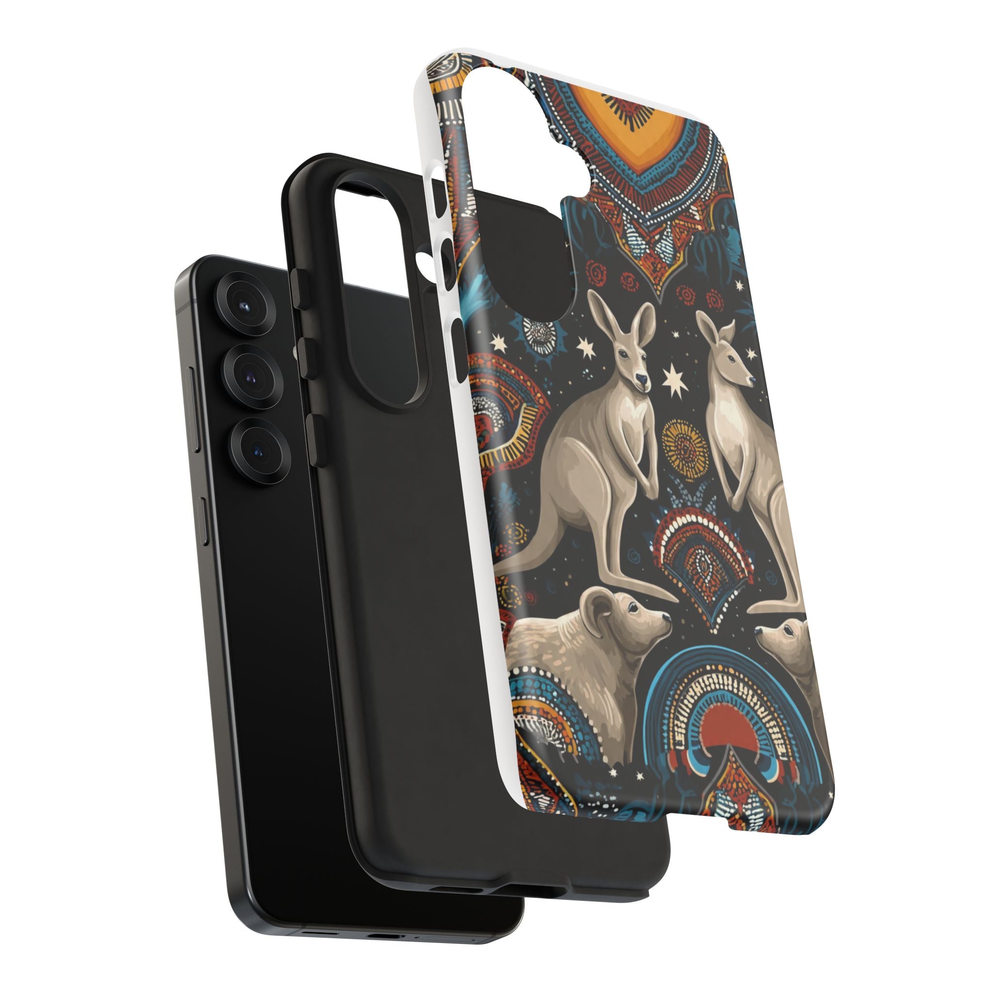 Kangaroo & Boomerang Tough Phone Case — Australian Wildlife Pattern