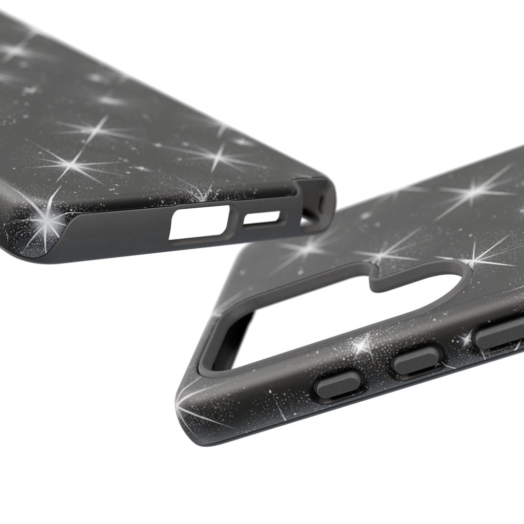Galaxy Sparkle Tough Phone Case — Black Starfield Protective Cover