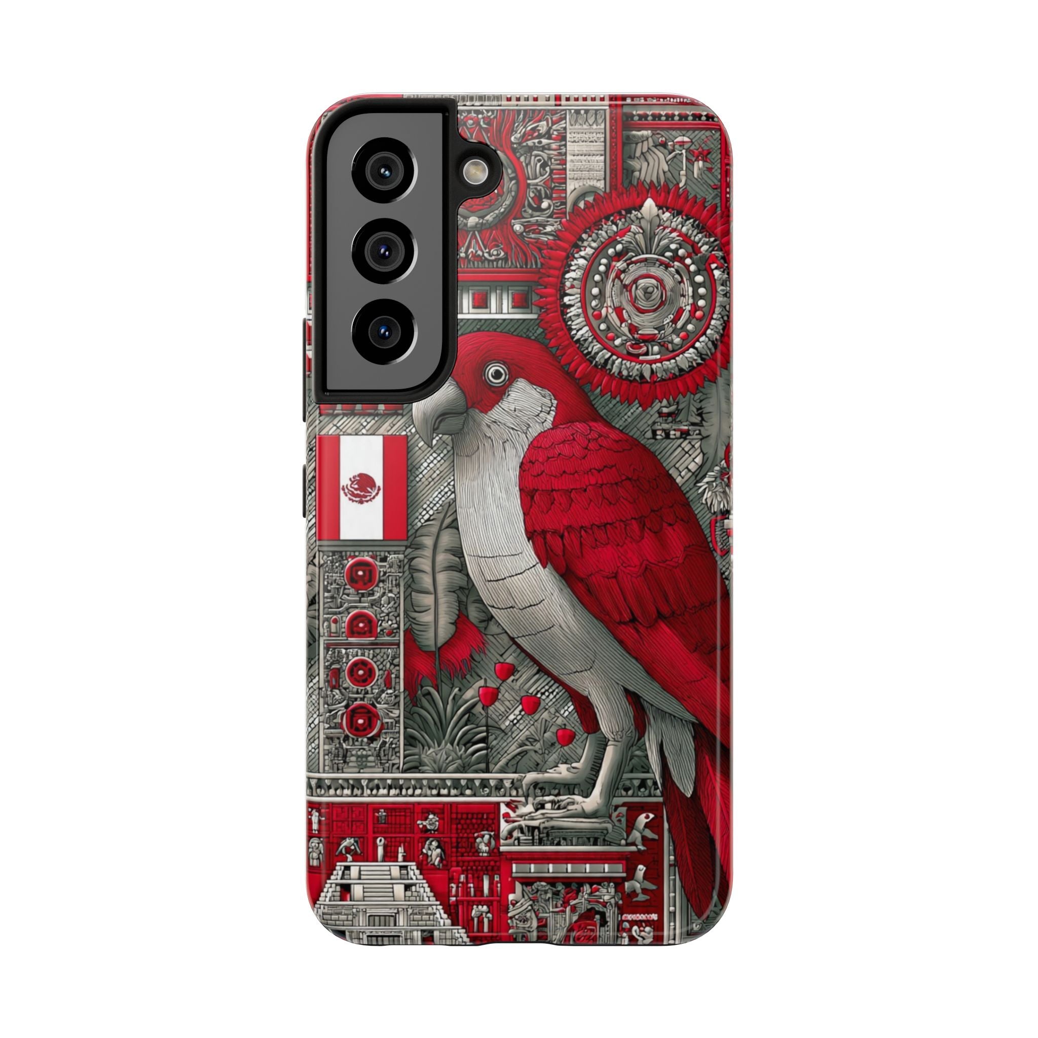 Tough Phone Case — Red Parrot Graphic Impact-Resistant Phone Cover