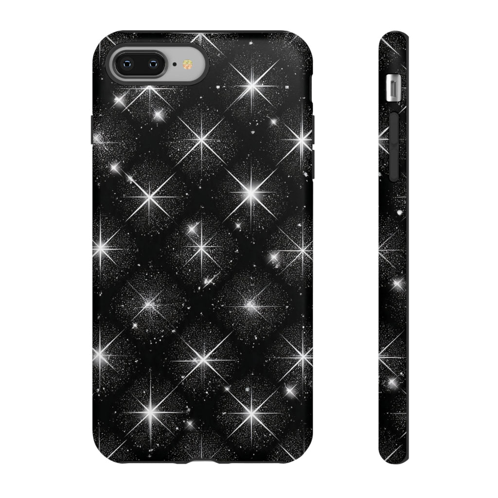 Galaxy Sparkle Tough Phone Case — Black Starfield Protective Cover
