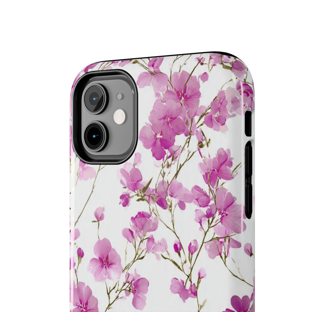 Floral Pink Blossoms Tough Phone Case — Durable Protective Phone Cover with Watercolor Cherry Blossom Design