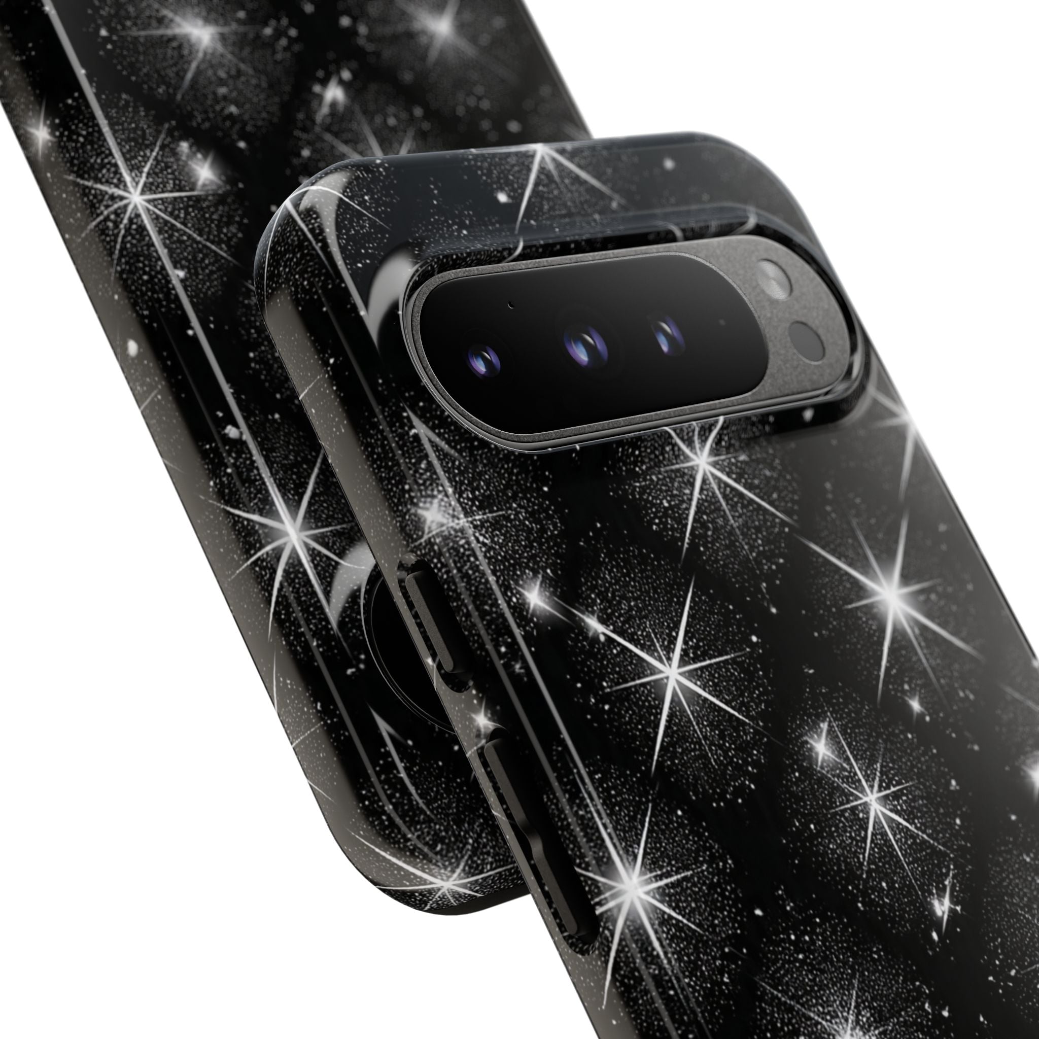 Galaxy Sparkle Tough Phone Case — Black Starfield Protective Cover
