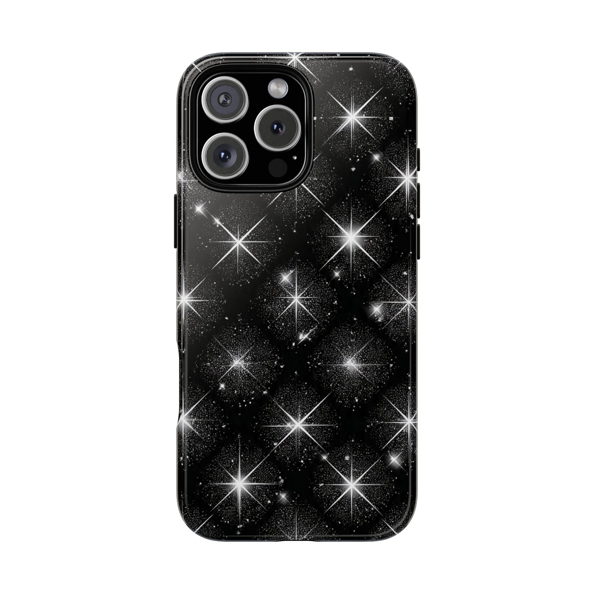 Galaxy Sparkle Tough Phone Case — Black Starfield Protective Cover
