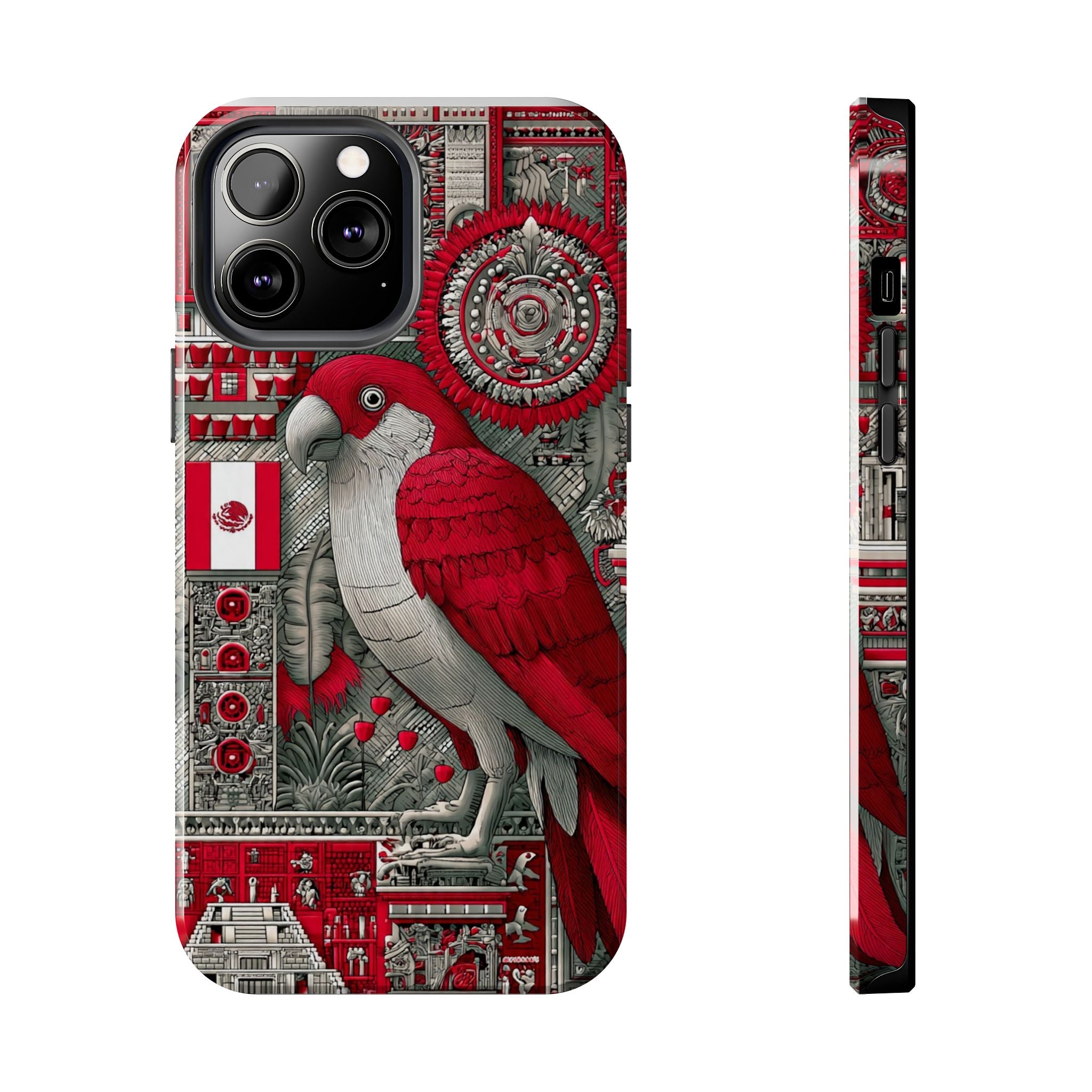 Tough Phone Case — Red Parrot Graphic Impact-Resistant Phone Cover