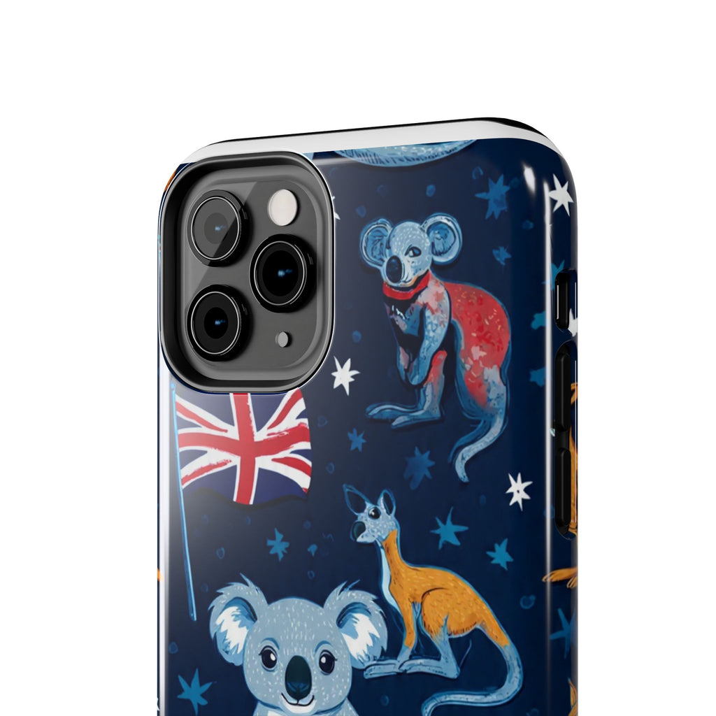 Australian Wildlife Tough Phone Case — Koala & Kangaroo Flag Design