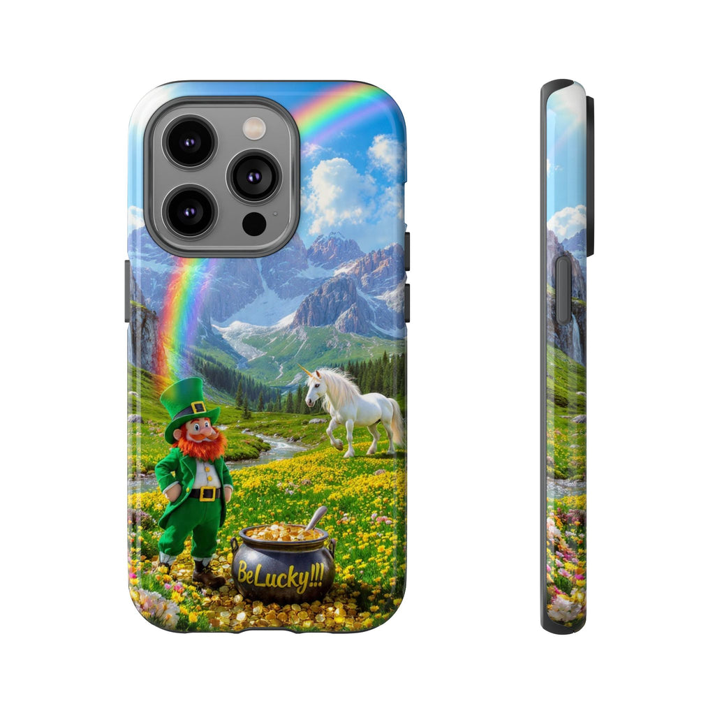 Lucky Leprechaun & Unicorn Phone Case — Rainbow Pot of Gold Protective Cover