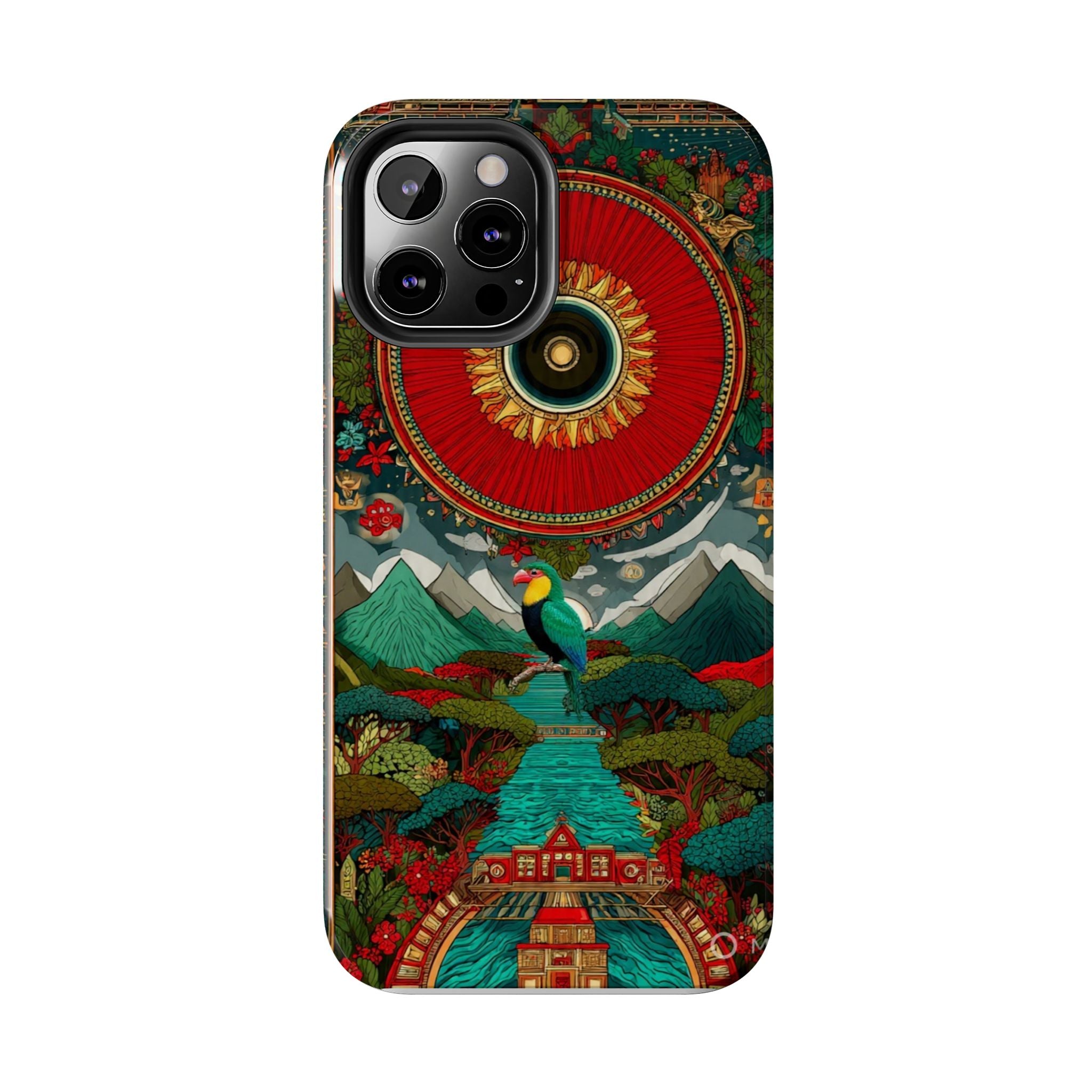 Tough Phone Case — Vibrant Tropical Mountain Bird Design