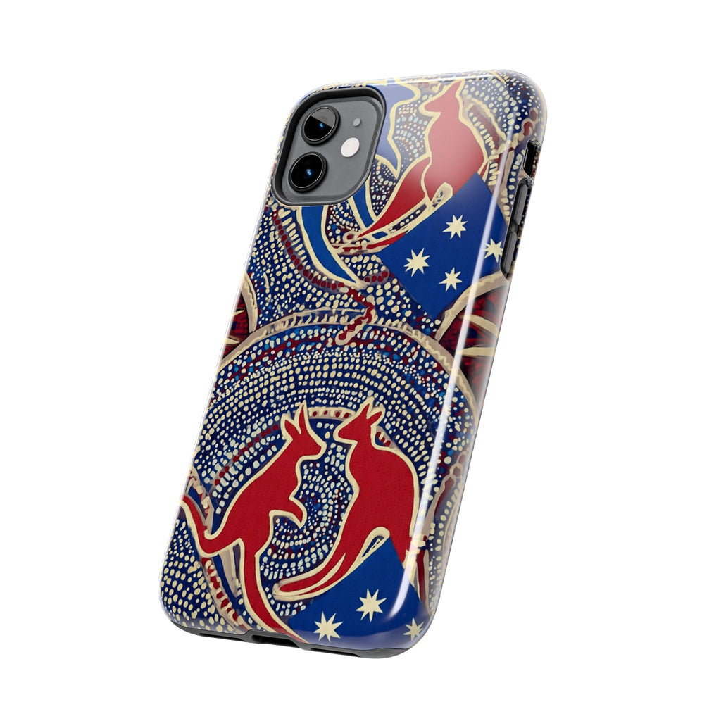 Australian Aboriginal Style Kangaroo Tough Phone Case — Patriotic Dot Art Phone Cover