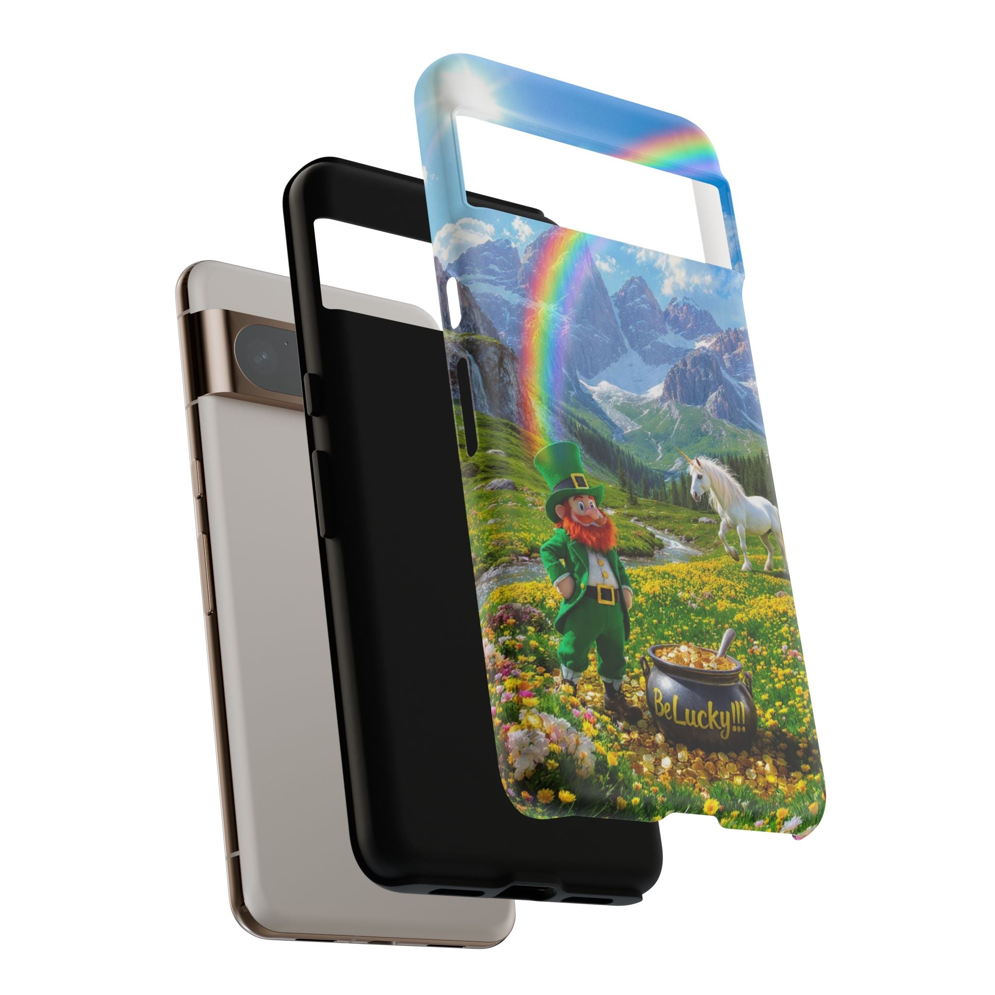 Lucky Leprechaun & Unicorn Phone Case — Rainbow Pot of Gold Protective Cover