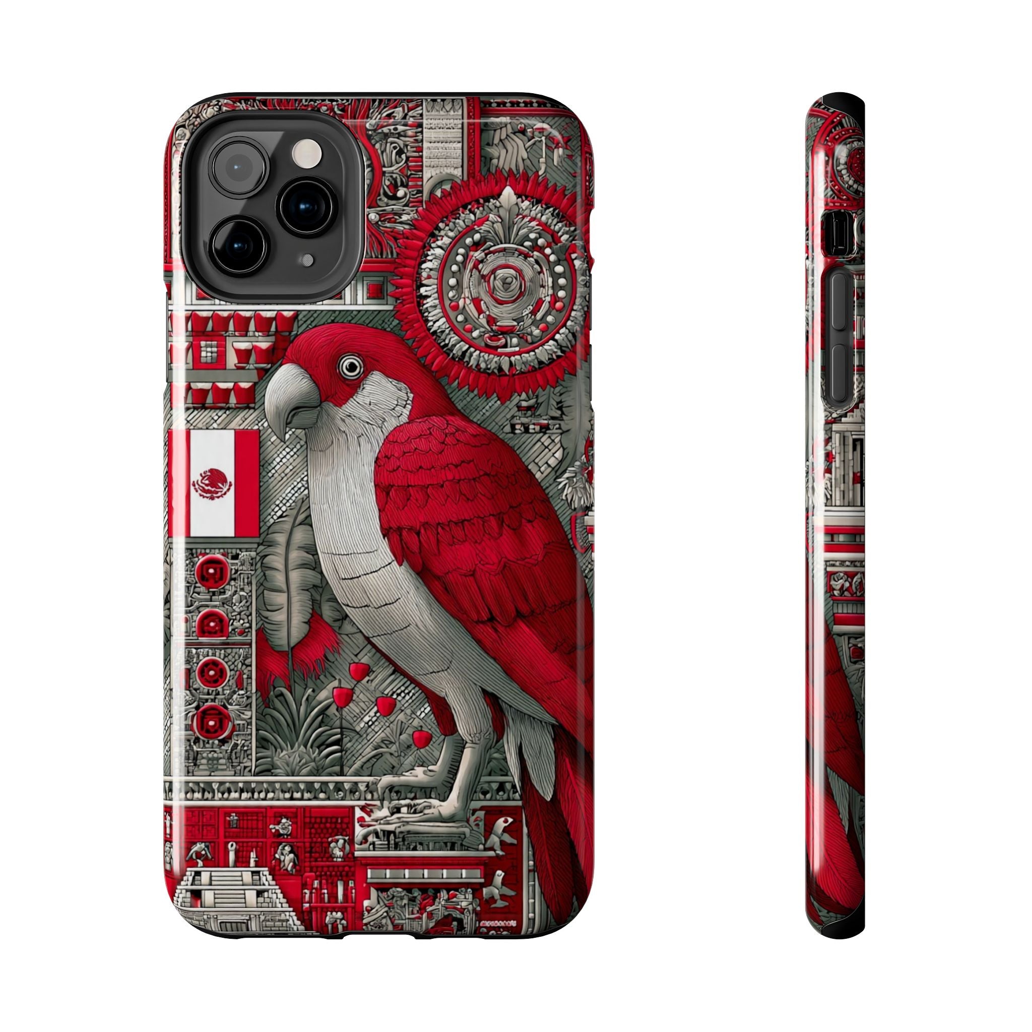 Tough Phone Case — Red Parrot Graphic Impact-Resistant Phone Cover