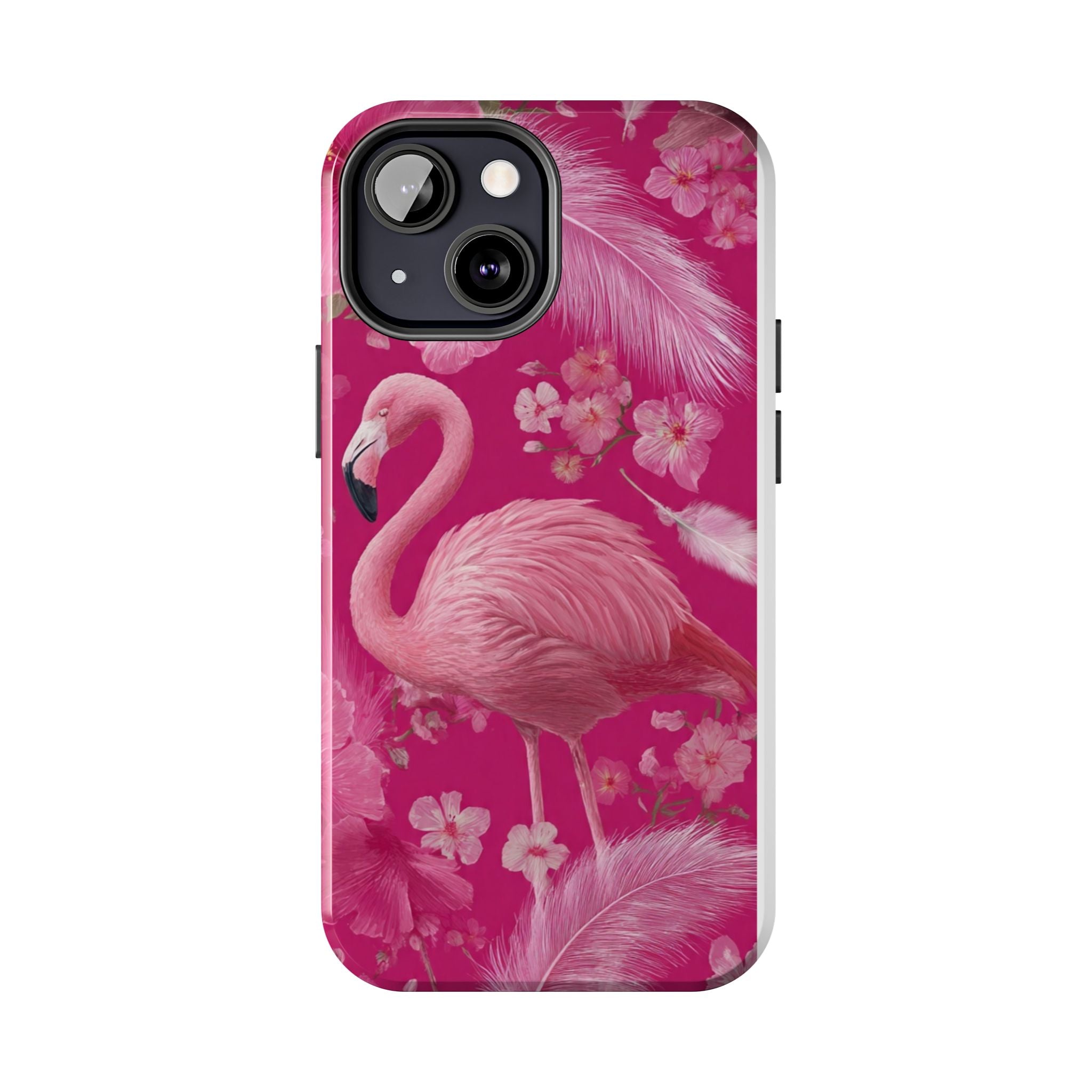 Flamingo Floral Tough Phone Case — Pink Tropical Feather Design