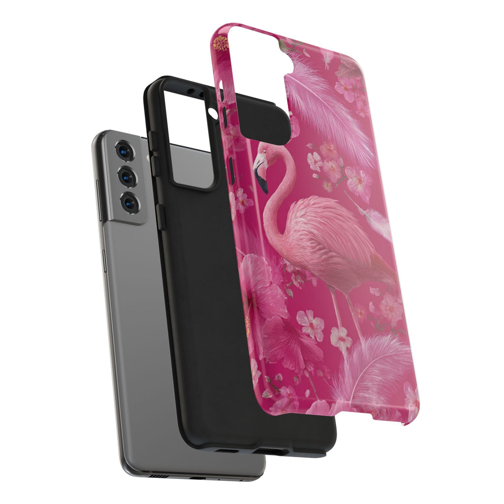 Flamingo Floral Tough Phone Case — Pink Tropical Feather Design