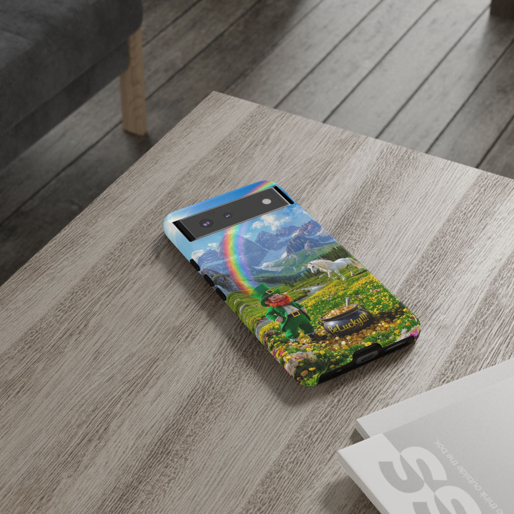 Lucky Leprechaun & Unicorn Phone Case — Rainbow Pot of Gold Protective Cover