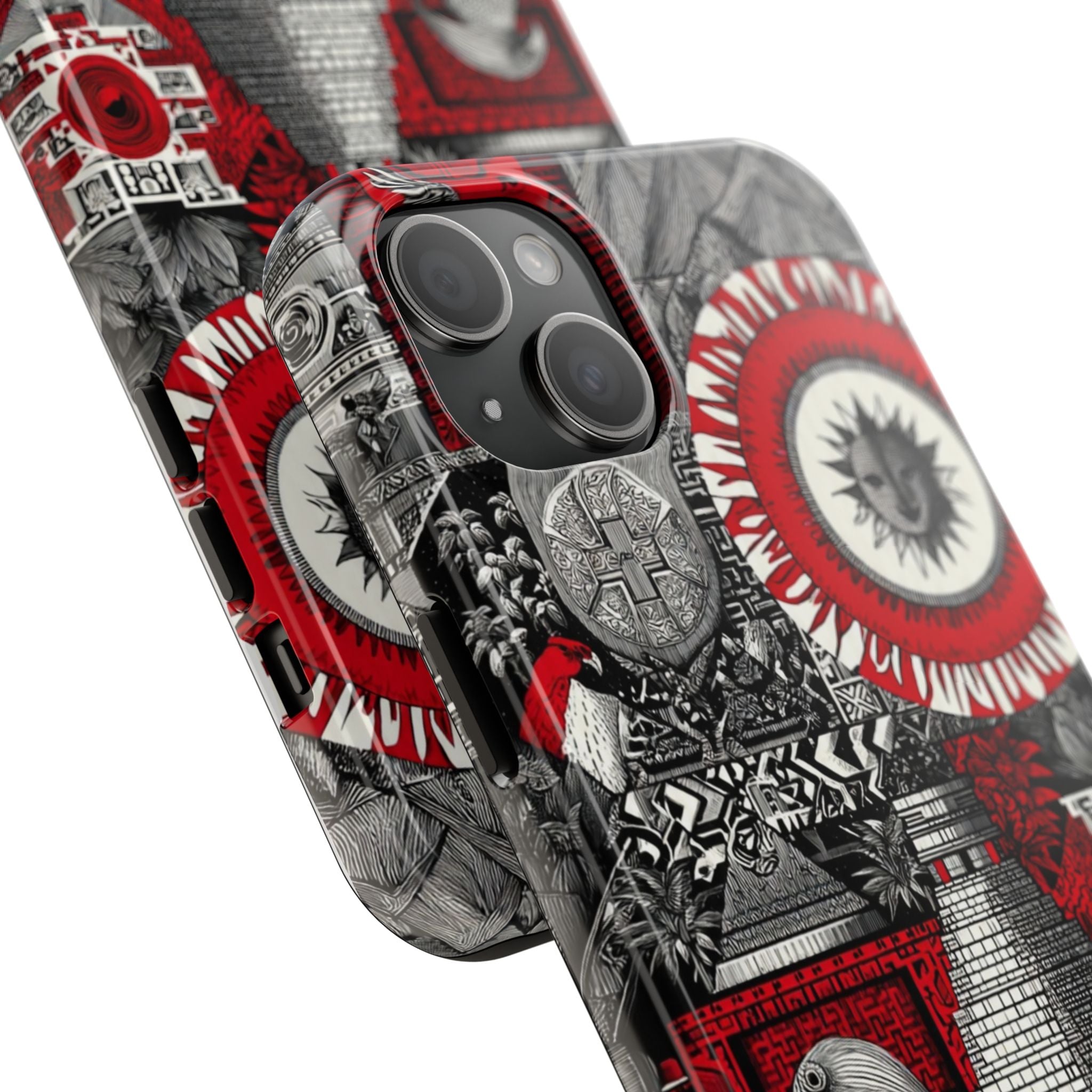 Tough Phone Case — Red Inca Pyramid Collage (Sun & Raven)