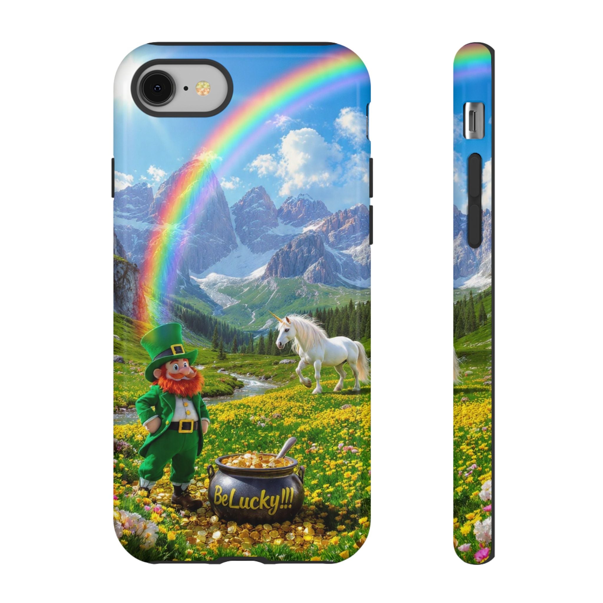 Lucky Leprechaun & Unicorn Phone Case — Rainbow Pot of Gold Protective Cover