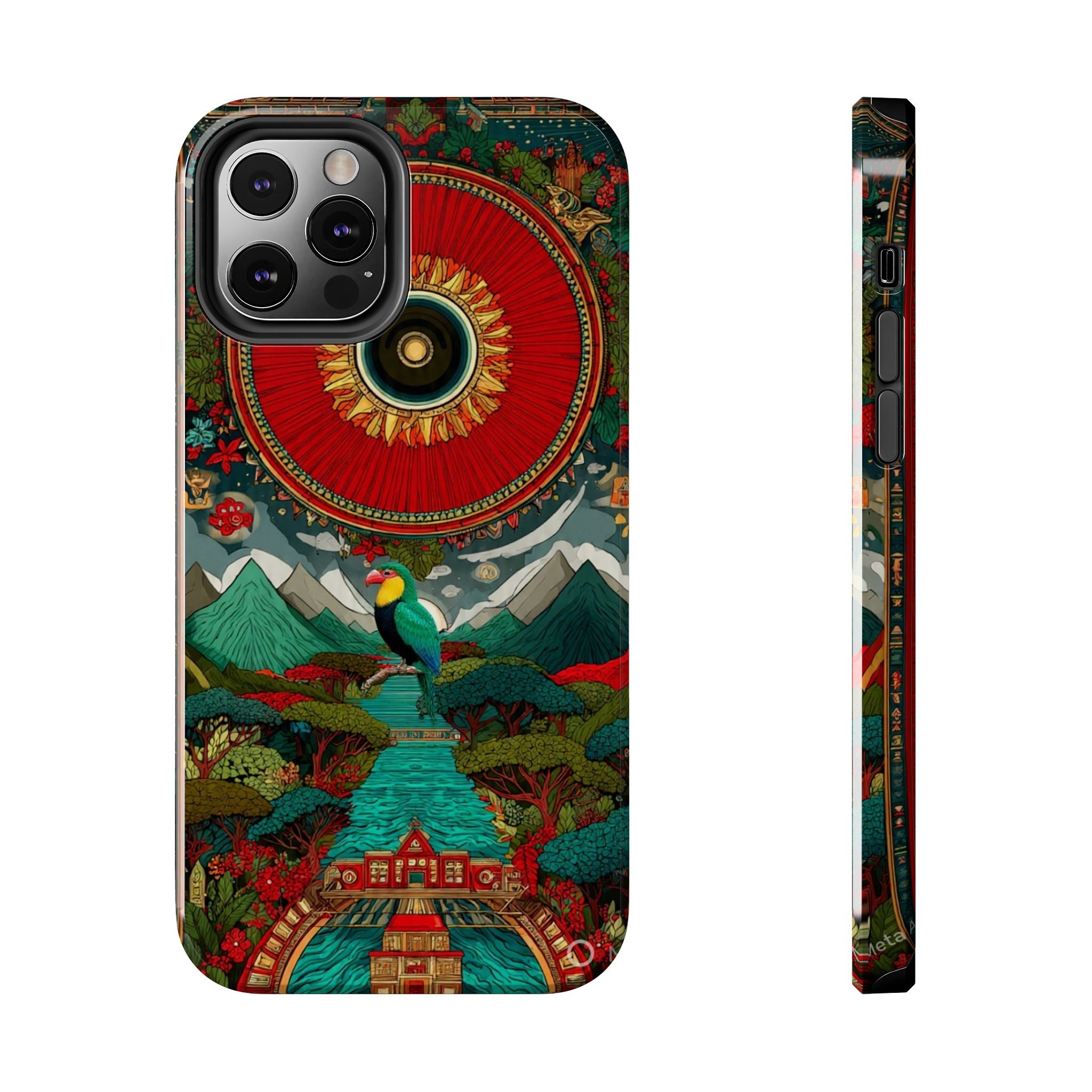 Tough Phone Case — Vibrant Tropical Mountain Bird Design