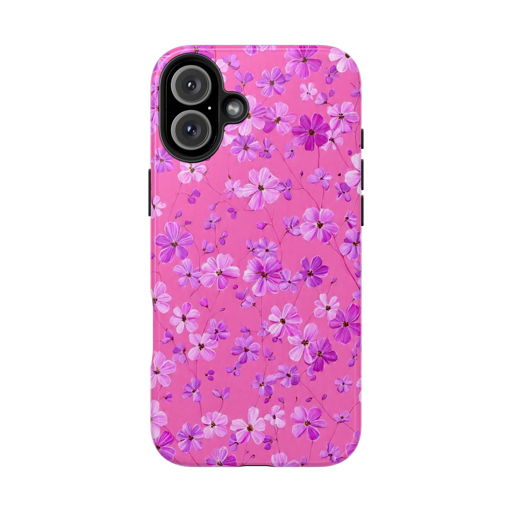 Pink Floral Tough Phone Case — Cute Purple Blossom Protective Cover
