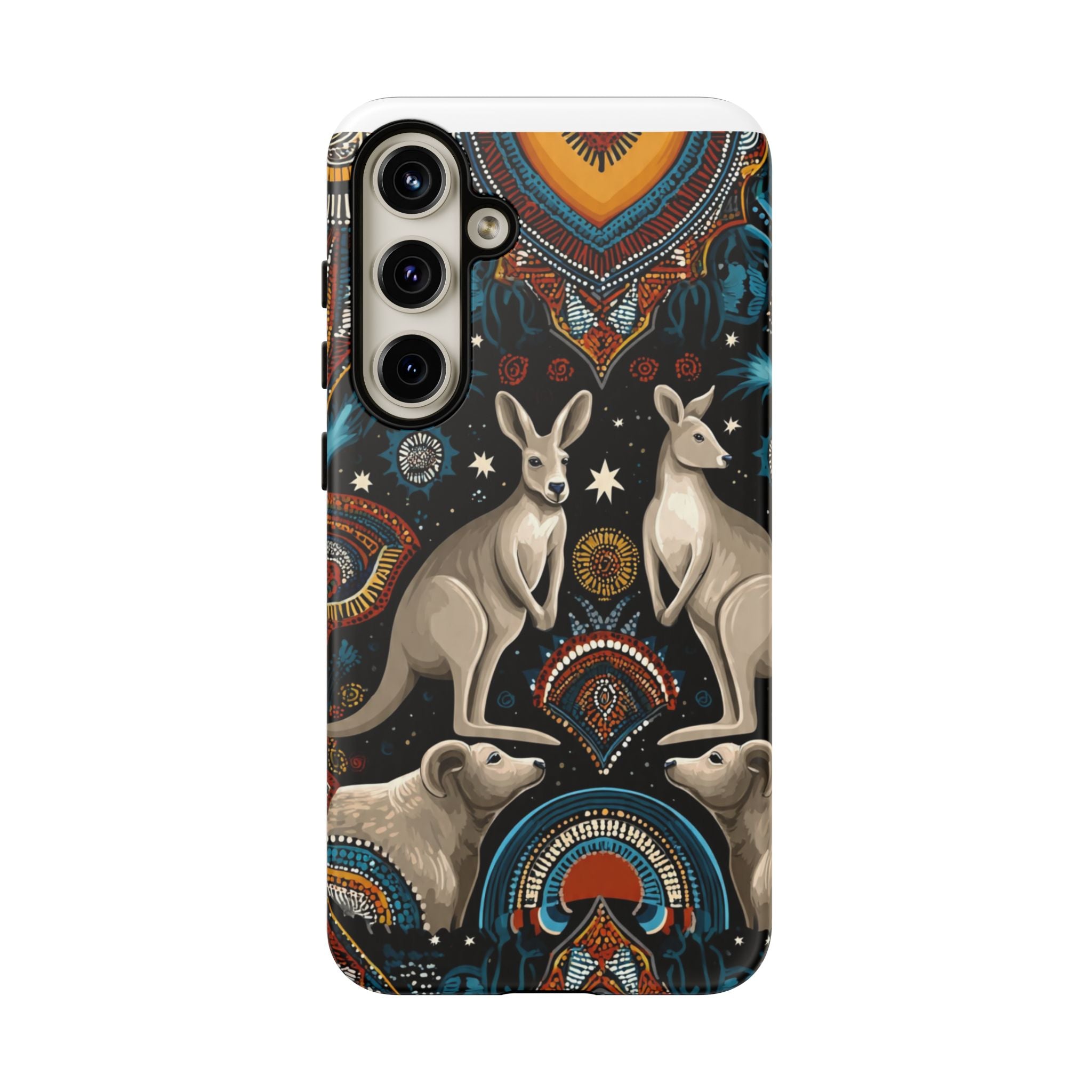 Kangaroo & Boomerang Tough Phone Case — Australian Wildlife Pattern