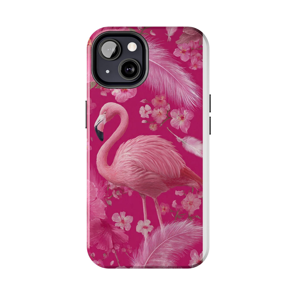 Flamingo Floral Tough Phone Case — Pink Tropical Feather Design