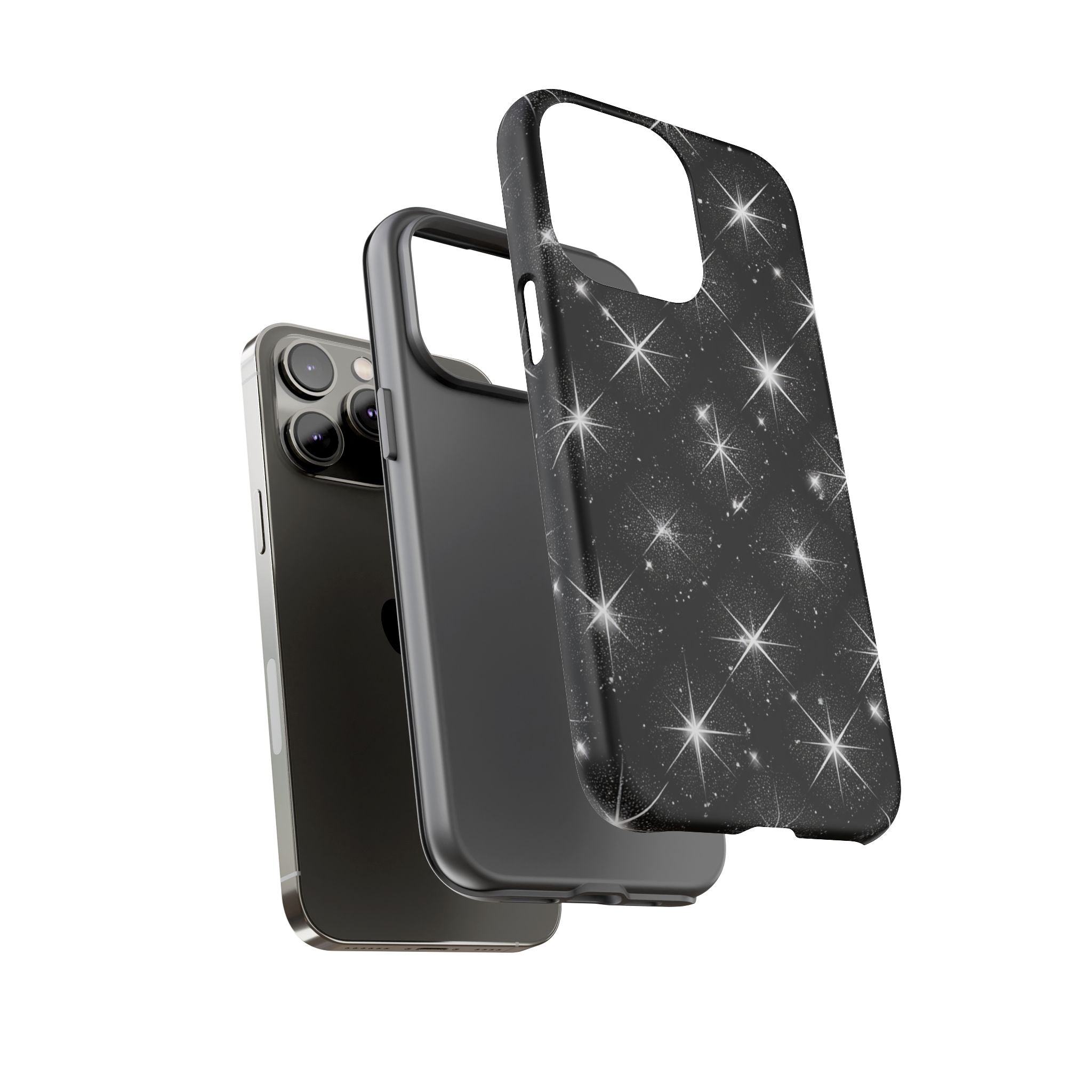 Galaxy Sparkle Tough Phone Case — Black Starfield Protective Cover
