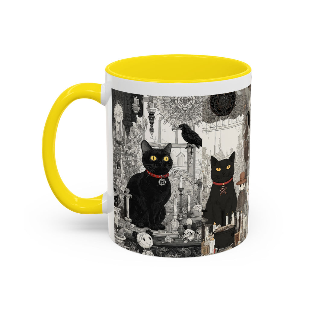 Black Cat Vintage Street Art Coffee Mug — 11/15oz Accent Ceramic