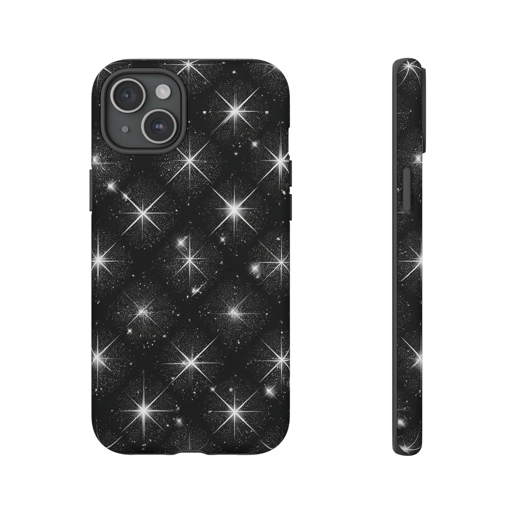 Galaxy Sparkle Tough Phone Case — Black Starfield Protective Cover