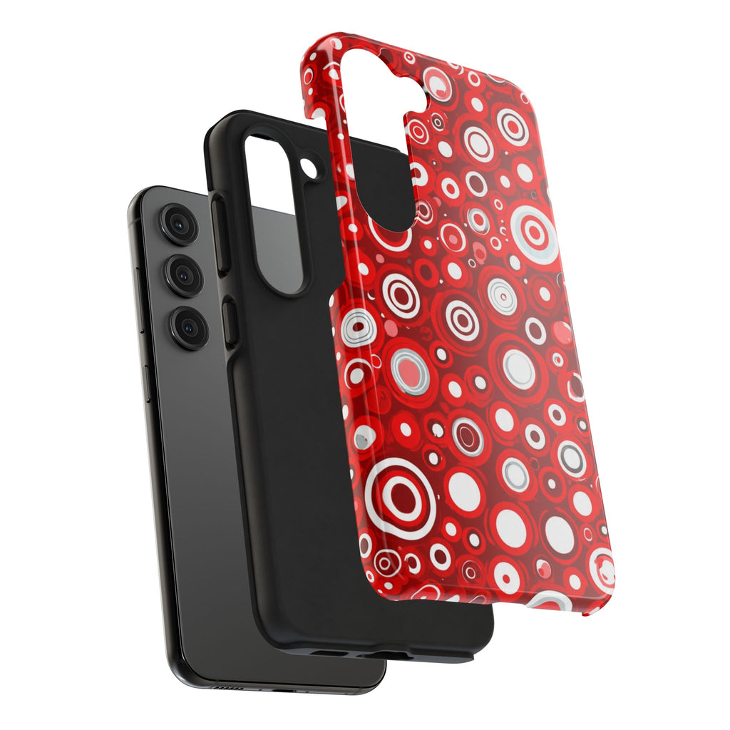 Red Retro Circles Tough Phone Case — Durable Shockproof Protective Cover