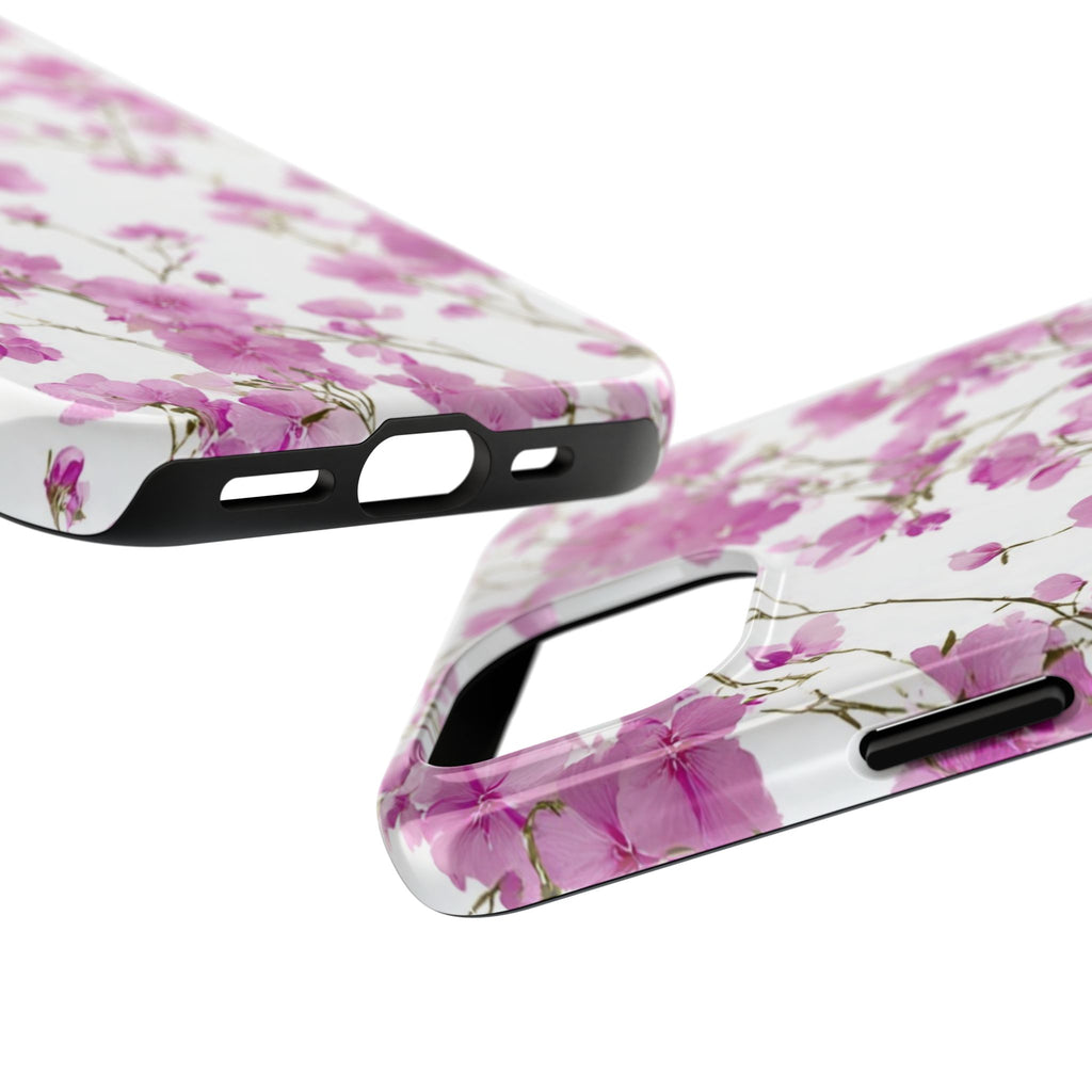 Floral Pink Blossoms Tough Phone Case — Durable Protective Phone Cover with Watercolor Cherry Blossom Design