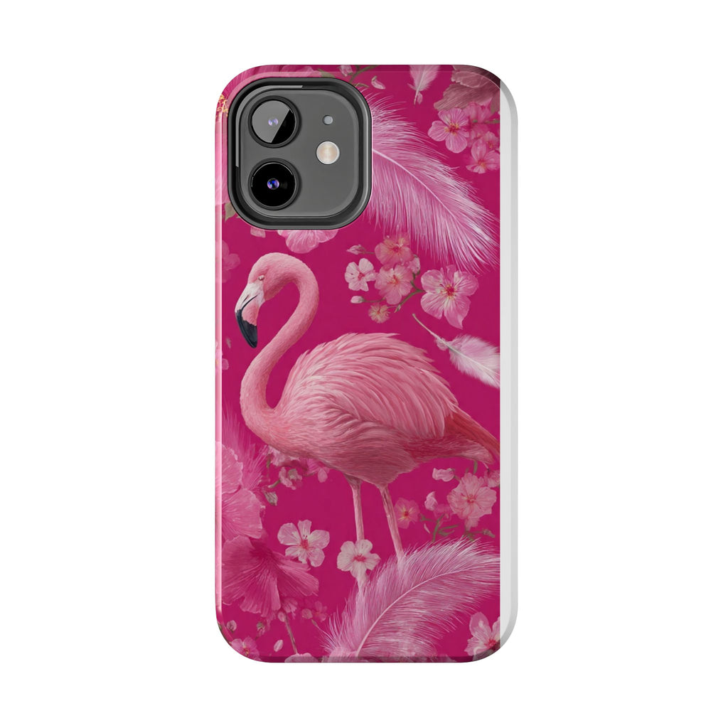 Flamingo Floral Tough Phone Case — Pink Tropical Feather Design